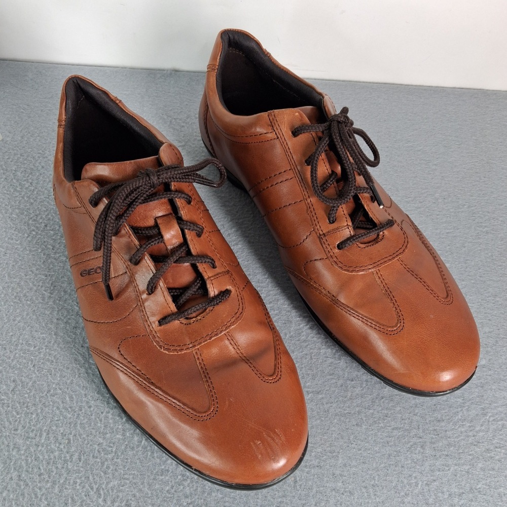 Geox Respira Brown Leather Lace Up Walking Shoes Mens Size 44 US 10.5 - 11